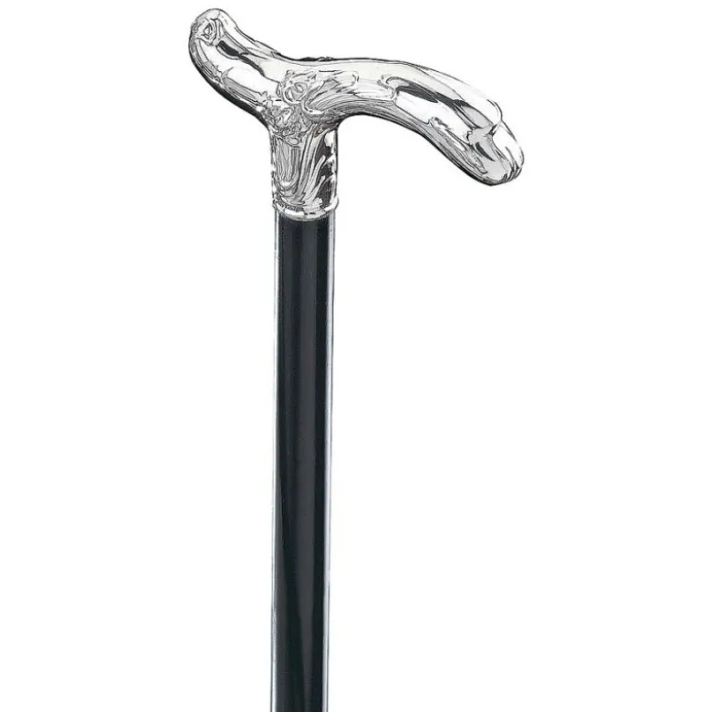 Gastrock Ebenholz Gehstock mit Barock Derby-Griff aus Silber
