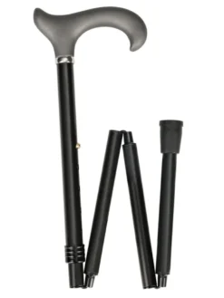 Ossenberg faltbarer Leichtmetallstock schwarz matt mit grauem Derbygriff