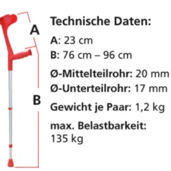 Ossenberg Krücken Gehstützen höhenverstellbar Klassiker grau