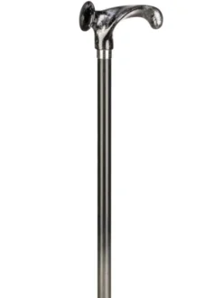 Ossenberg Leichtmetallstock anatomischer Griff schwarz-silber Chromring