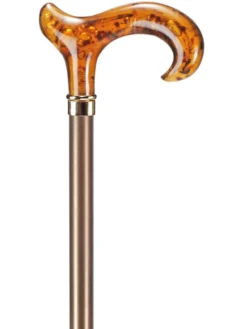 Ossenberg Leichtmetallstock metallic bronze Derbygriff Bernsteinimitat