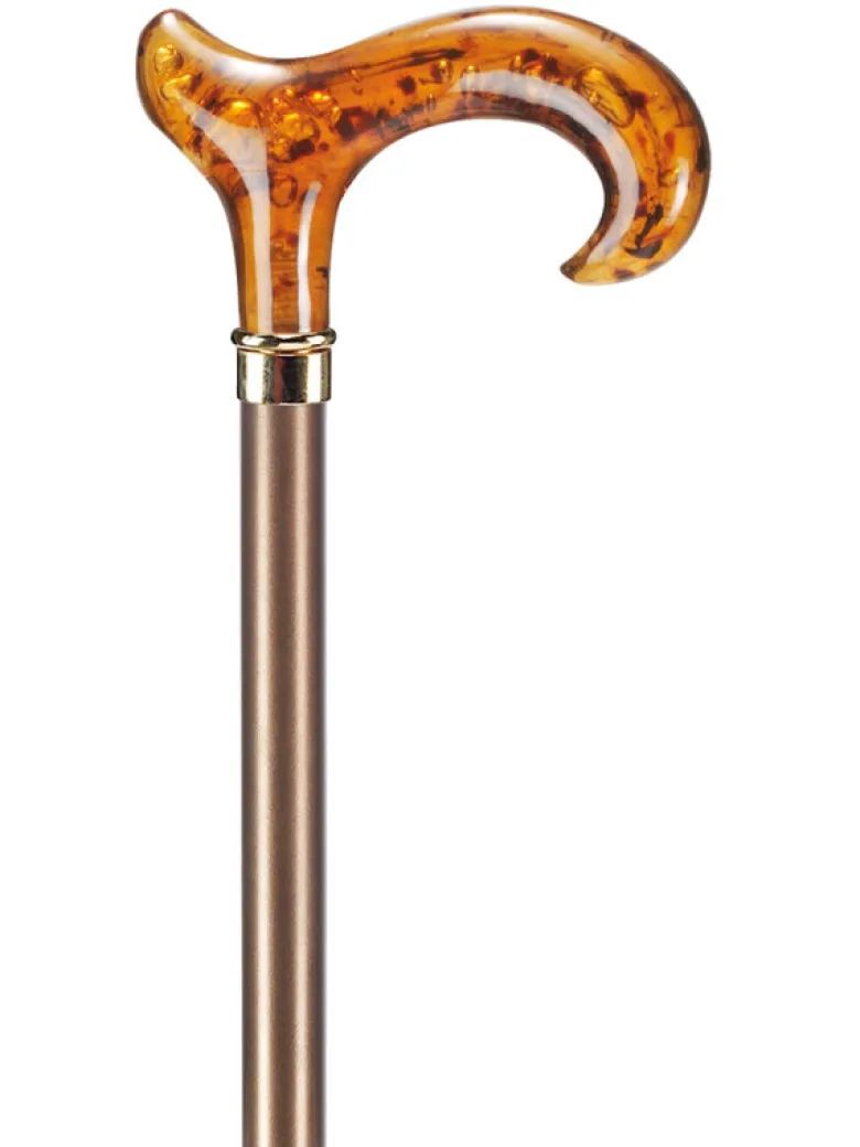 Ossenberg Leichtmetallstock metallic bronze Derbygriff Bernsteinimitat