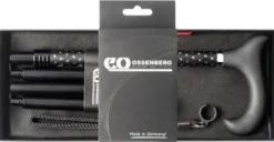 Ossenberg Leichtmetallstock schwarz Derbygriff faltbar Geschenkbox