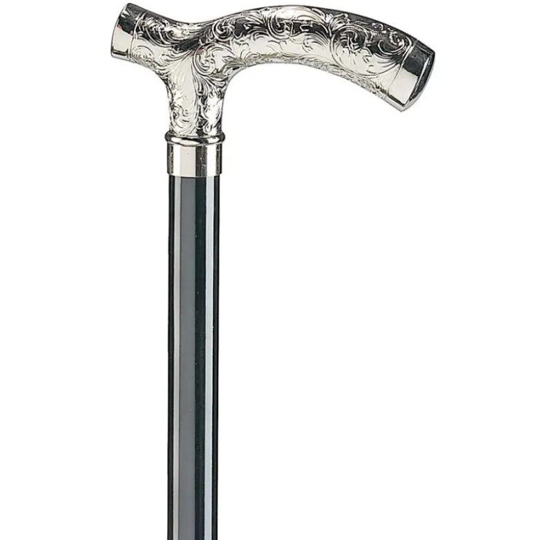 Ossenberg verchromter Fritzgriff ziseliert auf schwarzem Buchenstock