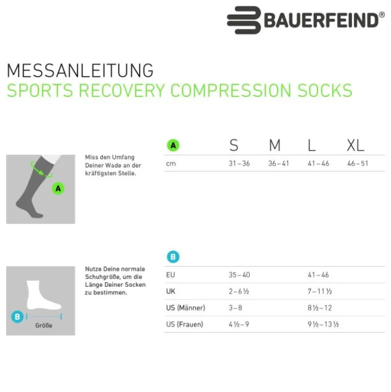 Sportstrümpfe Bauerfeind Sports Recovery Compression Socks